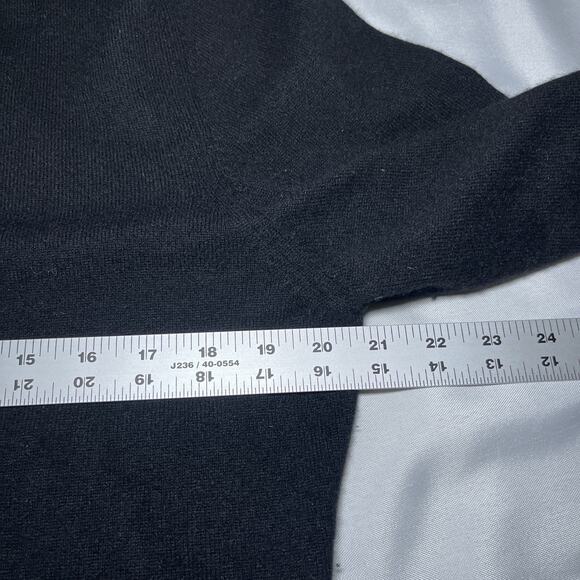Marshall Fields Womens Cashmere Split Neck Sweater Size XL Black Ruffles *READ* - Picture 8 of 10